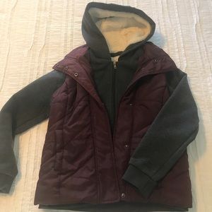 Fleece lined hooded zip-up hoodie w/ built in vest